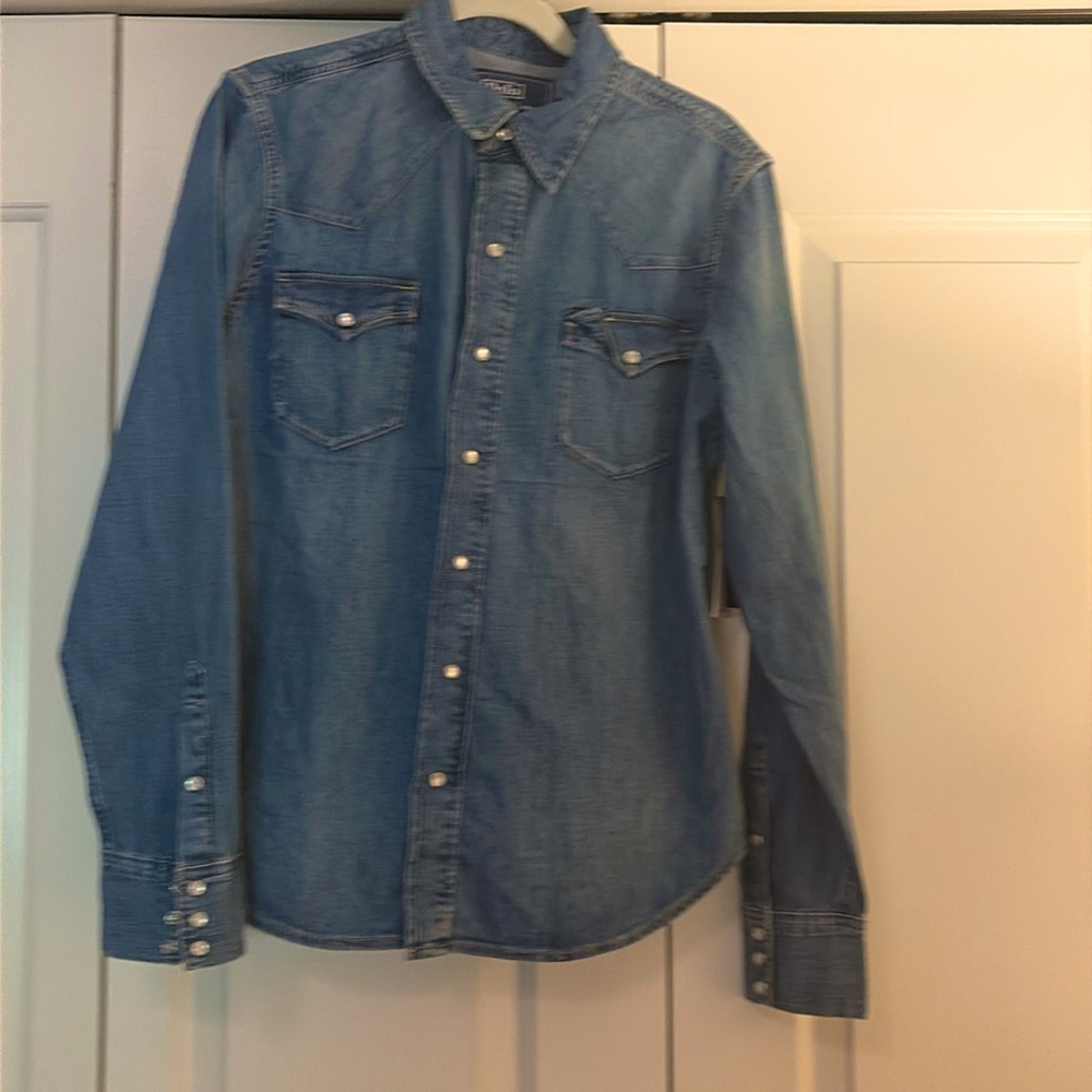 Polo by Ralph Lauren denim blouse, size L. NWT